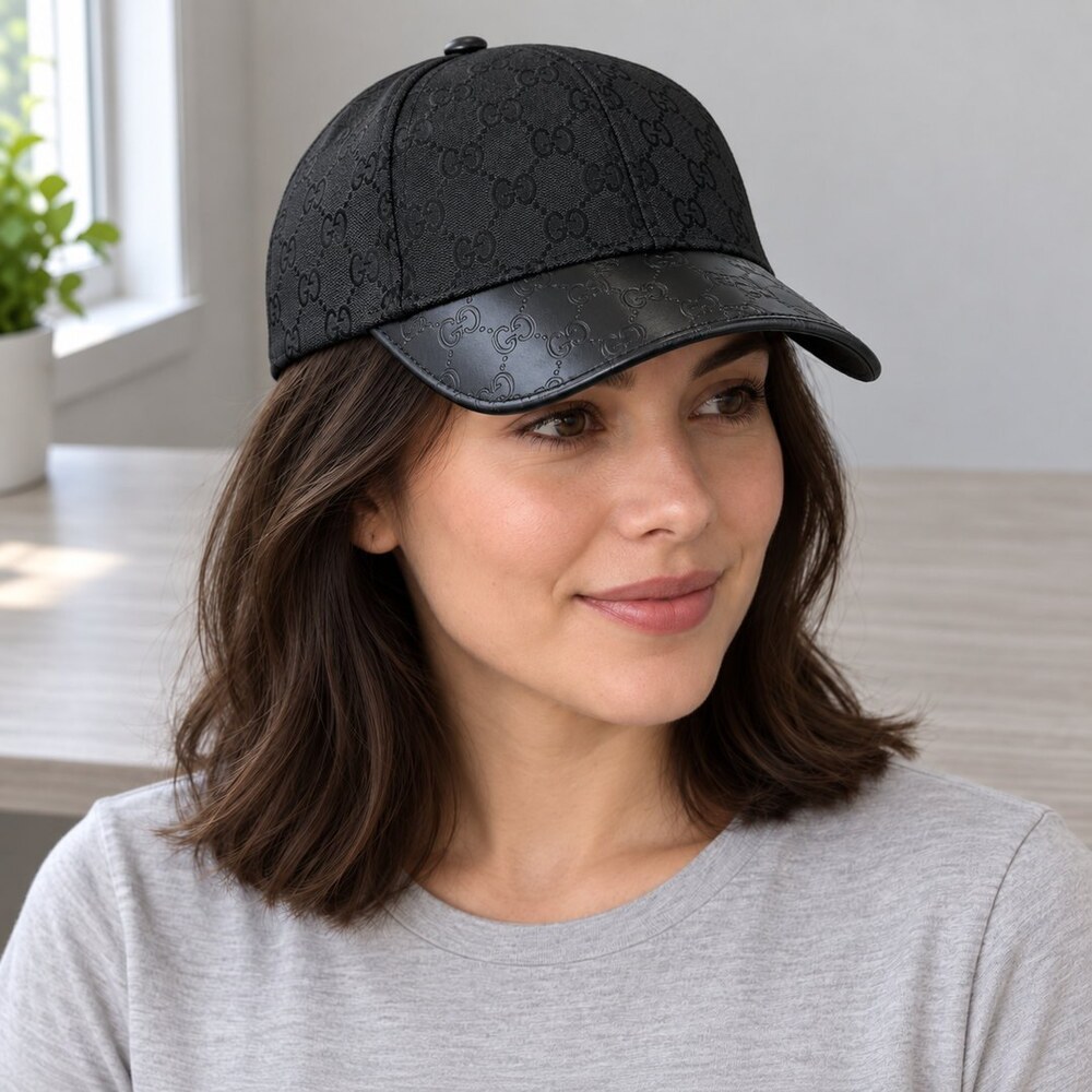 Gucci Black GG Cap with Embossed Brim - Picture 2 of 6
